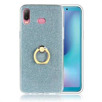 Luxury Soft TPU Glitter Back Ring Cover with 360 Rotate Finger Holder Buckle for Samsung Galaxy A6s - Blue