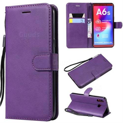 Retro Greek Classic Smooth PU Leather Wallet Phone Case for Samsung Galaxy A6s - Purple
