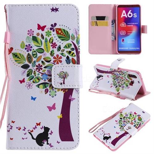 Cat and Tree PU Leather Wallet Case for Samsung Galaxy A6s