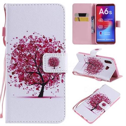Colored Red Tree PU Leather Wallet Case for Samsung Galaxy A6s