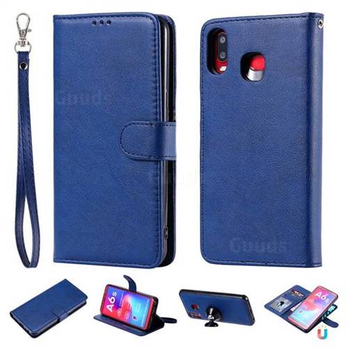 Retro Greek Detachable Magnetic PU Leather Wallet Phone Case for Samsung Galaxy A6s - Blue