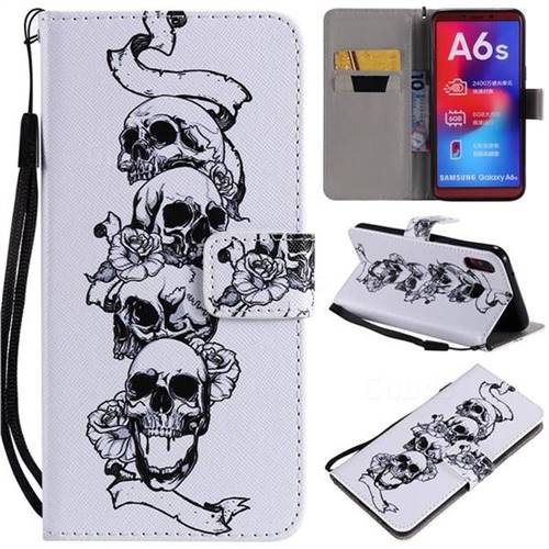 Skull Head PU Leather Wallet Case for Samsung Galaxy A6s