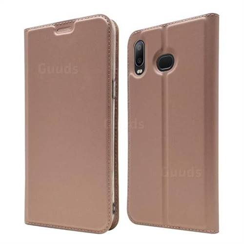 Ultra Slim Card Magnetic Automatic Suction Leather Wallet Case for Samsung Galaxy A6s - Rose Gold