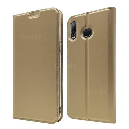 Ultra Slim Card Magnetic Automatic Suction Leather Wallet Case for Samsung Galaxy A6s - Champagne