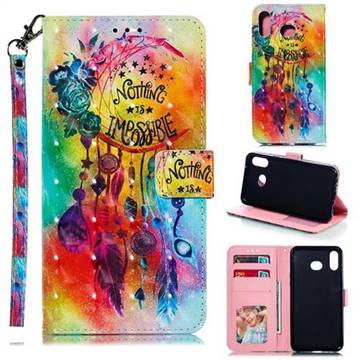 Flower Wind Chimes 3D Painted Leather Phone Wallet Case for Samsung Galaxy A6s