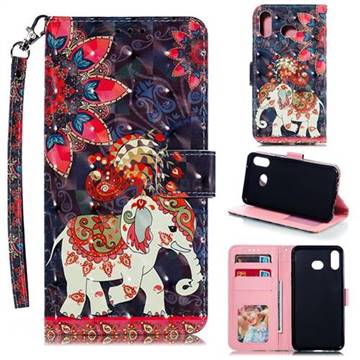 Phoenix Elephant 3D Painted Leather Phone Wallet Case for Samsung Galaxy A6s