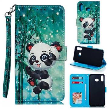 Cute Panda 3D Painted Leather Phone Wallet Case for Samsung Galaxy A6s