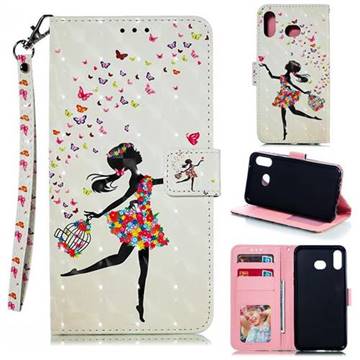 Flower Girl 3D Painted Leather Phone Wallet Case for Samsung Galaxy A6s