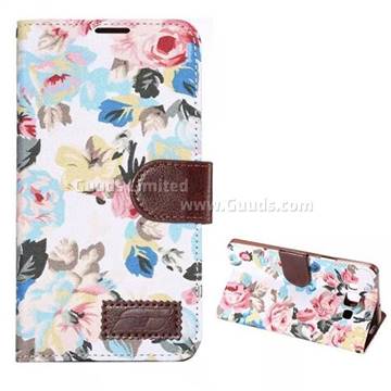 Fashion Flowers Cloth Leather Case for Samsung Galaxy A7 A700 - White