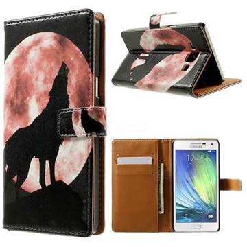 Moon Wolf Leather Wallet Case for Samsung Galaxy A7 A700