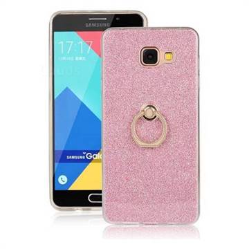 Luxury Soft TPU Glitter Back Ring Cover with 360 Rotate Finger Holder Buckle for Samsung Galaxy A7 2016 A710 - Pink