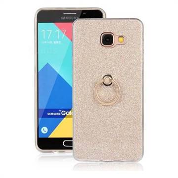Luxury Soft TPU Glitter Back Ring Cover with 360 Rotate Finger Holder Buckle for Samsung Galaxy A7 2016 A710 - Golden