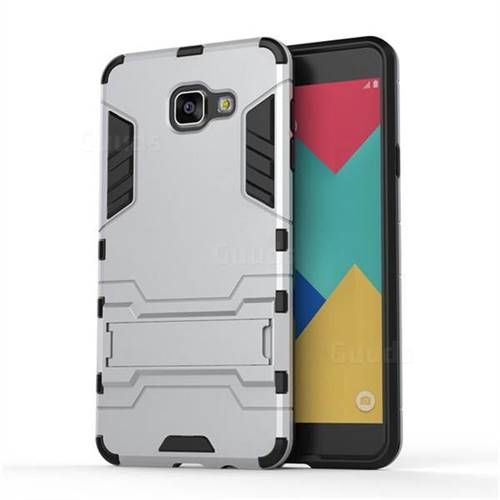 Armor Premium Tactical Grip Kickstand Shockproof Dual Layer Rugged Hard Cover for Samsung Galaxy A7 2016 A710 - Silver