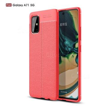 Luxury Auto Focus Litchi Texture Silicone TPU Back Cover for Samsung Galaxy A71 5G - Red