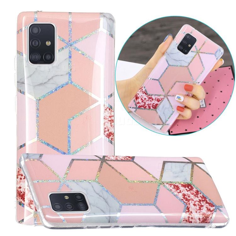 Pink Marble Painted Galvanized Electroplating Soft Phone Case Cover for Samsung Galaxy A71 5G