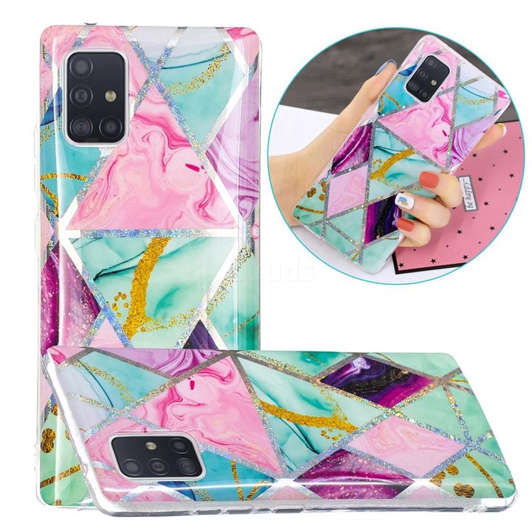 Triangular Marble Painted Galvanized Electroplating Soft Phone Case Cover for Samsung Galaxy A71 5G