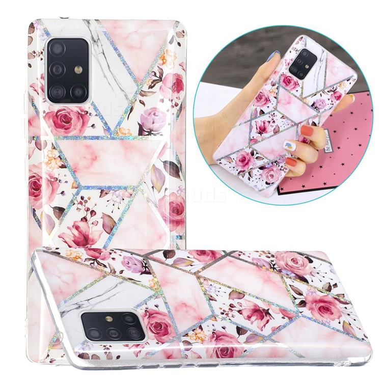 Rose Flower Painted Galvanized Electroplating Soft Phone Case Cover for Samsung Galaxy A71 5G