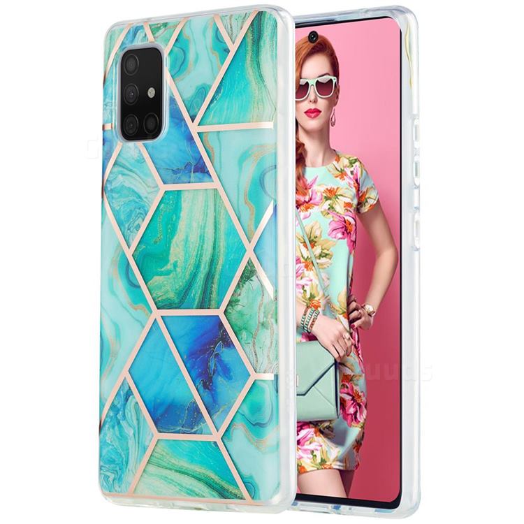 Green Glacier Marble Pattern Galvanized Electroplating Protective Case Cover for Samsung Galaxy A71 5G
