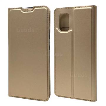 Ultra Slim Card Magnetic Automatic Suction Leather Wallet Case for Samsung Galaxy A71 5G - Champagne