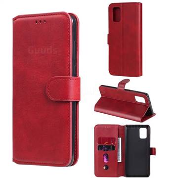 Retro Calf Matte Leather Wallet Phone Case for Samsung Galaxy A71 5G - Red