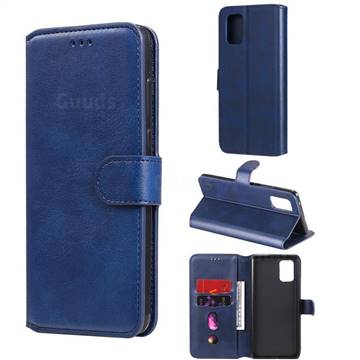Retro Calf Matte Leather Wallet Phone Case for Samsung Galaxy A71 5G - Blue