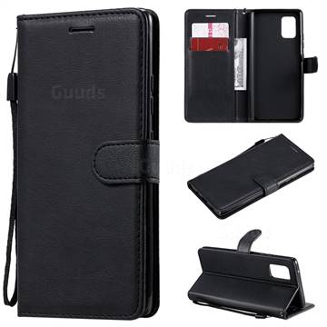 Retro Greek Classic Smooth PU Leather Wallet Phone Case for Samsung Galaxy A71 5G - Black