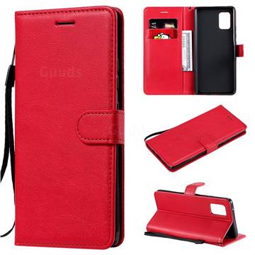 Retro Greek Classic Smooth PU Leather Wallet Phone Case for Samsung Galaxy A71 5G - Red