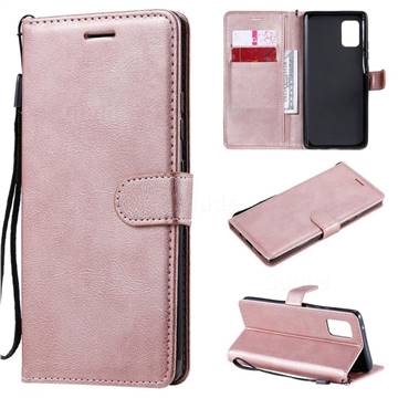 Retro Greek Classic Smooth PU Leather Wallet Phone Case for Samsung Galaxy A71 5G - Rose Gold