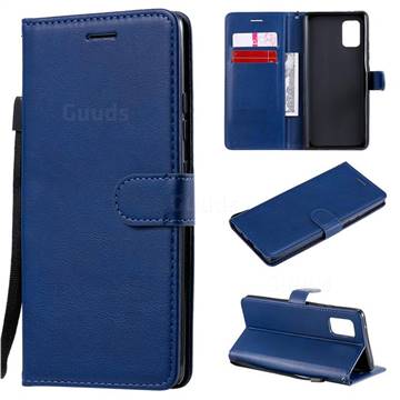 Retro Greek Classic Smooth PU Leather Wallet Phone Case for Samsung Galaxy A71 5G - Blue