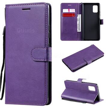 Retro Greek Classic Smooth PU Leather Wallet Phone Case for Samsung Galaxy A71 5G - Purple