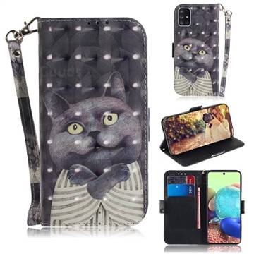 Cat Embrace 3D Painted Leather Wallet Phone Case for Samsung Galaxy A71 5G