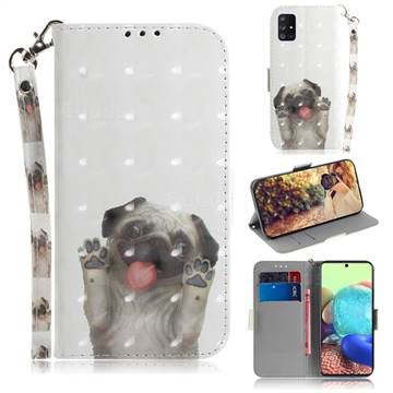 Pug Dog 3D Painted Leather Wallet Phone Case for Samsung Galaxy A71 5G