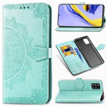 Embossing Imprint Mandala Flower Leather Wallet Case for Samsung Galaxy A71 5G - Green