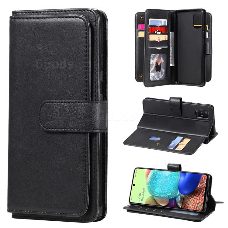Multi-function Ten Card Slots and Photo Frame PU Leather Wallet Phone Case Cover for Samsung Galaxy A71 5G - Black