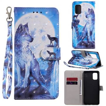 Ice Wolf 3D Painted Leather Wallet Phone Case for Samsung Galaxy A71 5G