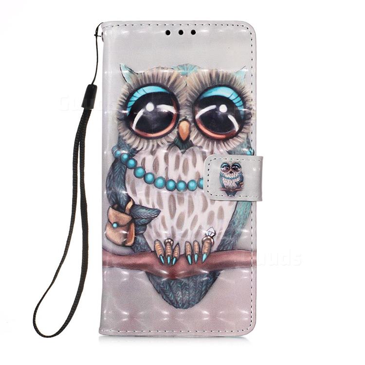 Sweet Gray Owl 3D Painted Leather Wallet Case for Samsung Galaxy A71 5G