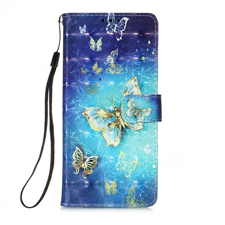 Gold Butterfly 3D Painted Leather Wallet Case for Samsung Galaxy A71 5G