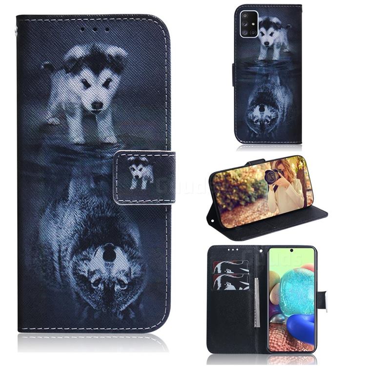 Wolf and Dog PU Leather Wallet Case for Samsung Galaxy A71 5G