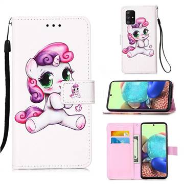 Playful Pony Matte Leather Wallet Phone Case for Samsung Galaxy A71 5G