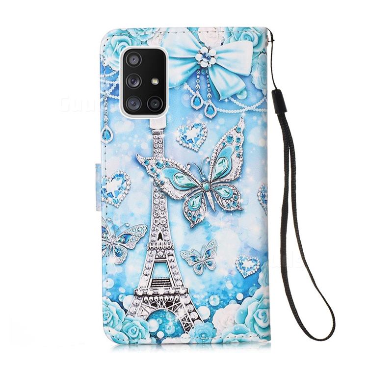 Tower Butterfly Matte Leather Wallet Phone Case for Samsung Galaxy - Main Image