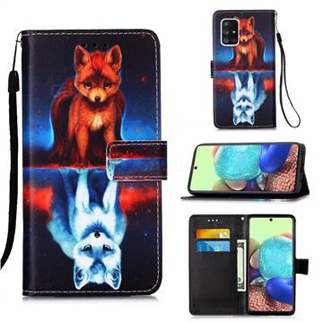 Water Fox Matte Leather Wallet Phone Case for Samsung Galaxy A71 5G
