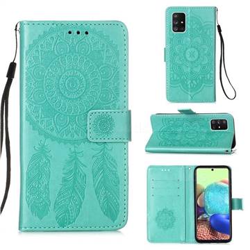 Embossing Dream Catcher Mandala Flower Leather Wallet Case for Samsung Galaxy A71 5G - Green