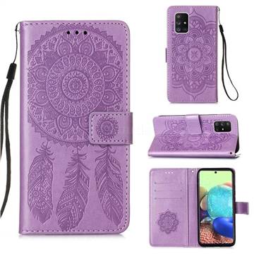 Embossing Dream Catcher Mandala Flower Leather Wallet Case for Samsung Galaxy A71 5G - Purple