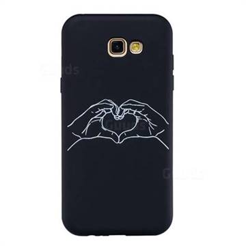 Heart Hand Stick Figure Matte Black TPU Phone Cover for Samsung Galaxy A7 2017 A720
