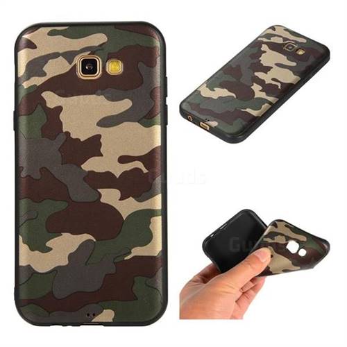 Camouflage Soft TPU Back Cover for Samsung Galaxy A7 2017 A720 - Gold Green