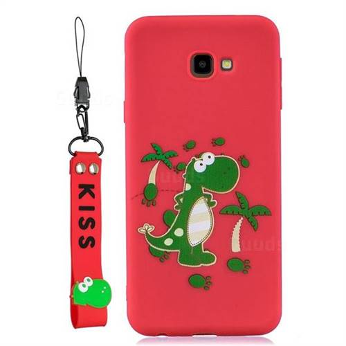Red Dinosaur Soft Kiss Candy Hand Strap Silicone Case for Samsung Galaxy A7 2017 A720