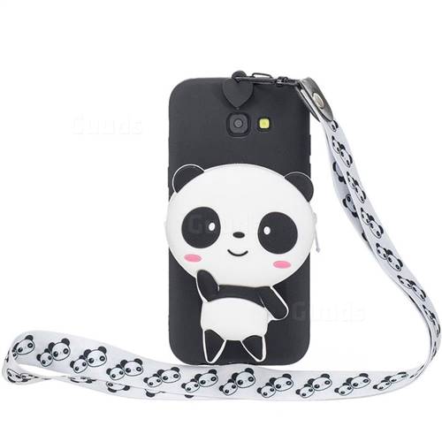 White Panda Neck Lanyard Zipper Wallet Silicone Case for Samsung Galaxy A7 2017 A720