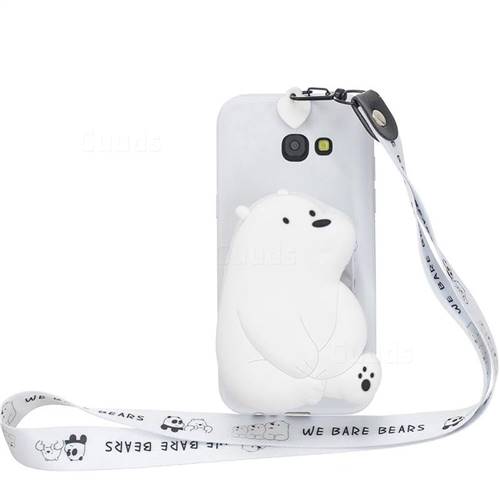 White Polar Bear Neck Lanyard Zipper Wallet Silicone Case for Samsung Galaxy A7 2017 A720