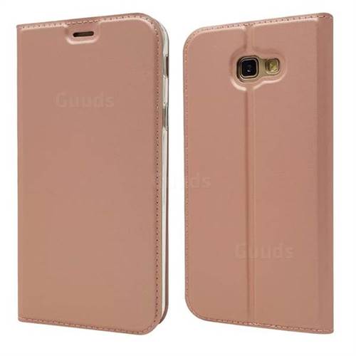 Ultra Slim Card Magnetic Automatic Suction Leather Wallet Case for Samsung Galaxy A7 2017 A720 - Rose Gold