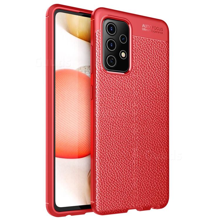 Luxury Auto Focus Litchi Texture Silicone TPU Back Cover for Samsung Galaxy A72 5G - Red